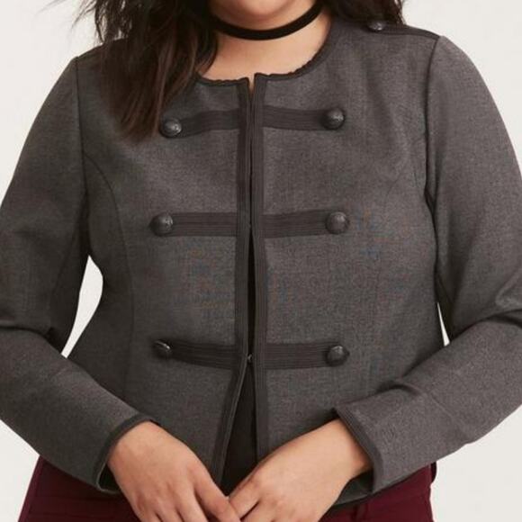 Torrid fitted military jacket gray heather size L - Picture 2 of 11